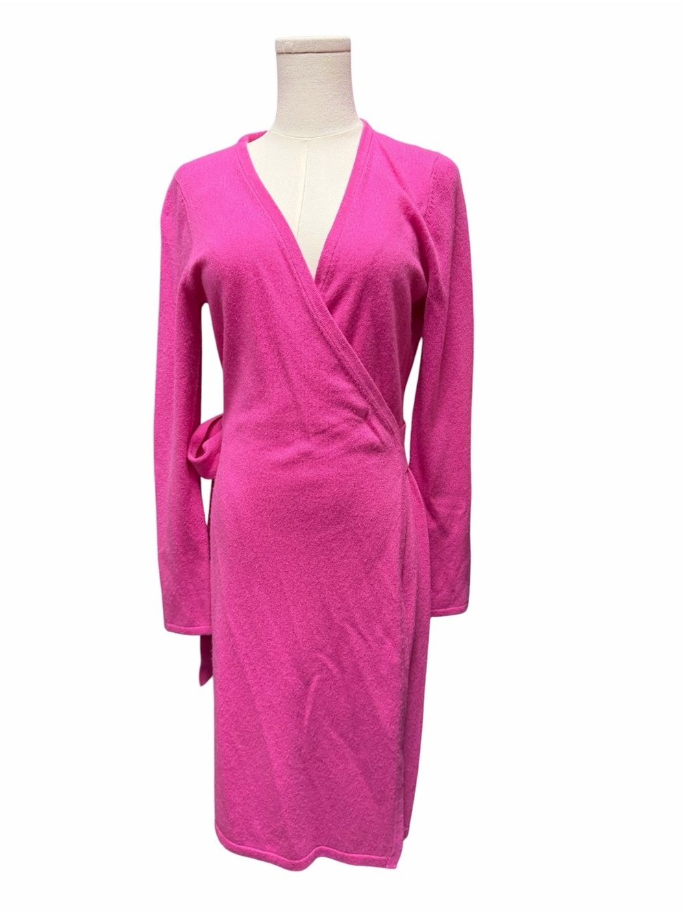 D_2 Diane von Furstenberg knitted wrap dress in pink cashmere blend